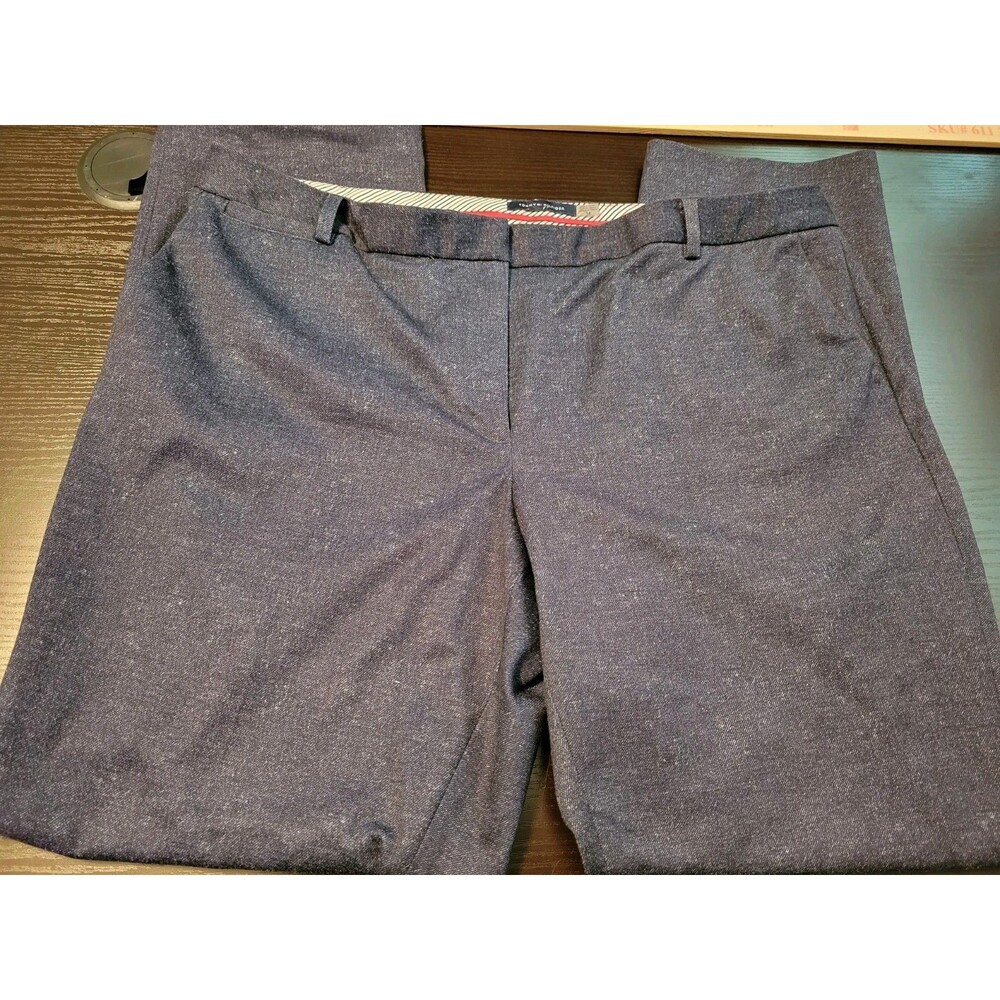 Tommy Hilfiger Women's Size 14 Dress Pants Gray Blue Textured Stretch Trousers